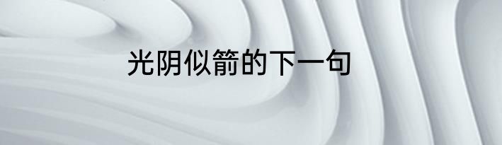 光阴似箭的下一句