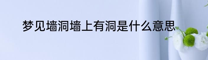 梦见墙洞墙上有洞是什么意思