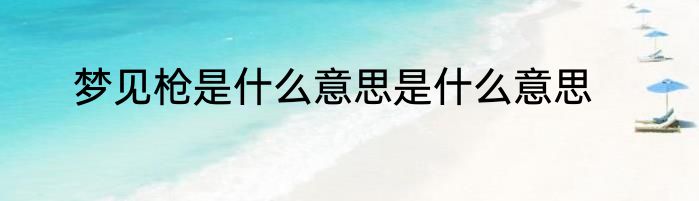 梦见枪是什么意思是什么意思