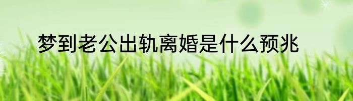 梦到老公出轨离婚是什么预兆