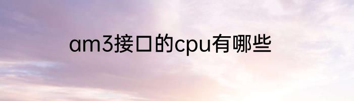 am3接口的cpu有哪些