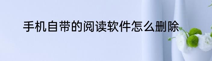 手机自带的阅读软件怎么删除
