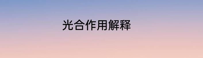 光合作用解释