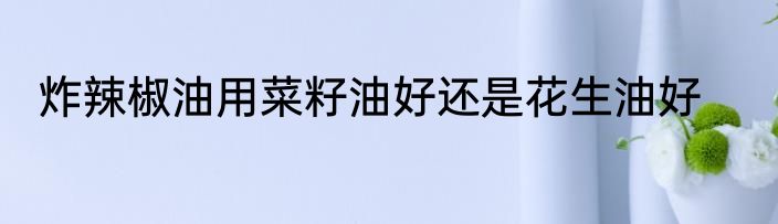 炸辣椒油用菜籽油好还是花生油好