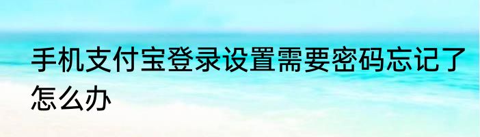 手机支付宝登录设置需要密码忘记了怎么办