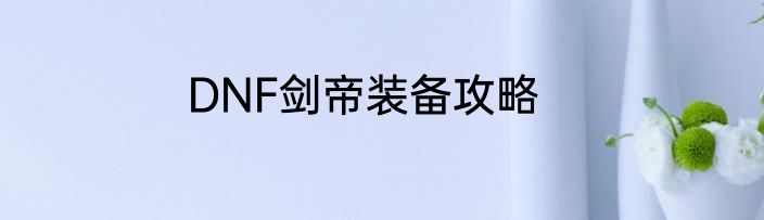 DNF剑帝装备攻略