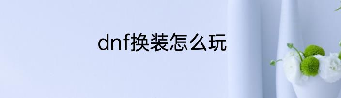 dnf换装怎么玩