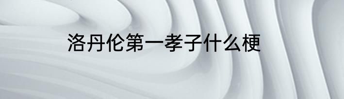 洛丹伦第一孝子什么梗