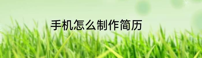 手机怎么制作简历