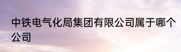 中铁电气化局集团有限公司属于哪个公司