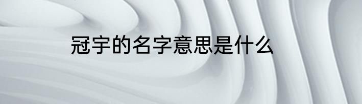 冠宇的名字意思是什么