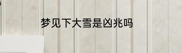 梦见下大雪是凶兆吗