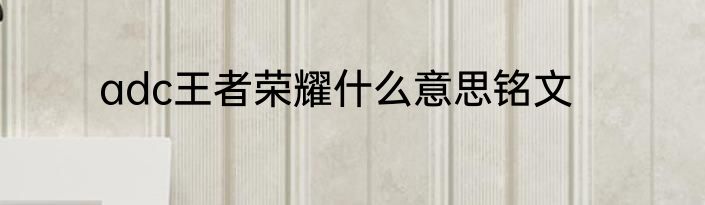 adc王者荣耀什么意思铭文