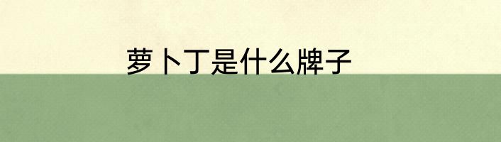 萝卜丁是什么牌子