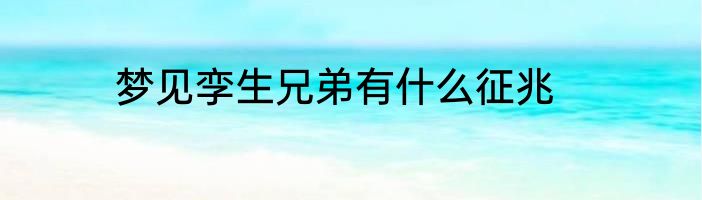 梦见孪生兄弟有什么征兆