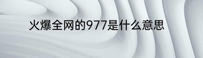火爆全网的977是什么意思