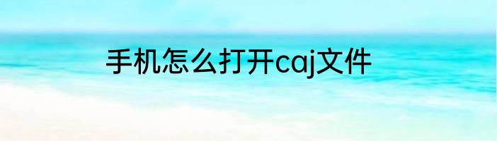 手机怎么打开caj文件