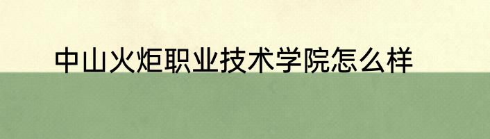 中山火炬职业技术学院怎么样