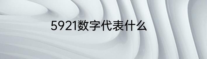 5921数字代表什么