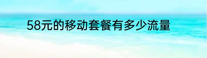 58元的移动套餐有多少流量