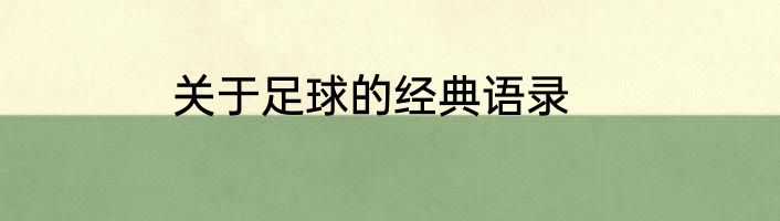 关于足球的经典语录