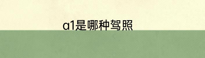 a1是哪种驾照