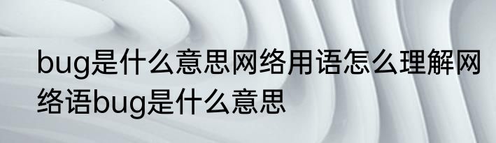 bug是什么意思网络用语怎么理解网络语bug是什么意思