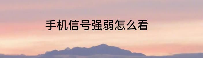 手机信号强弱怎么看