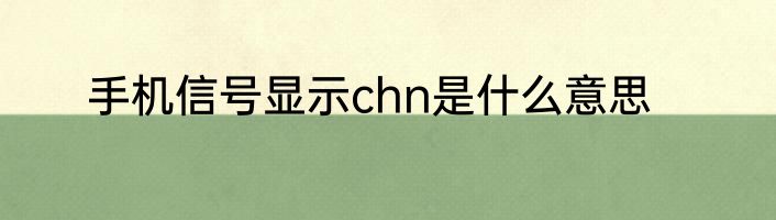 手机信号显示chn是什么意思