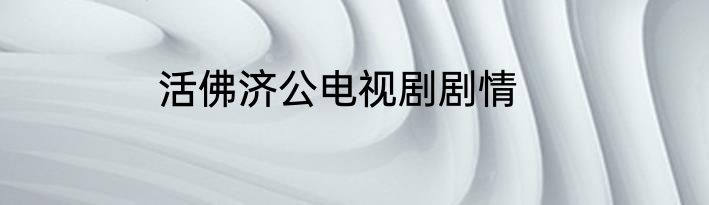 活佛济公电视剧剧情