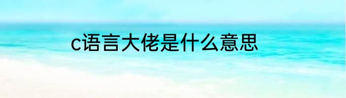 c语言大佬是什么意思