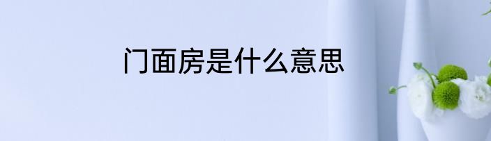 门面房是什么意思