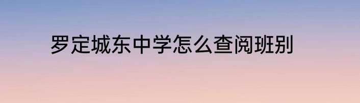 罗定城东中学怎么查阅班别