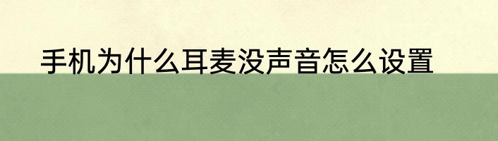 手机为什么耳麦没声音怎么设置