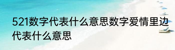 521数字代表什么意思数字爱情里边代表什么意思