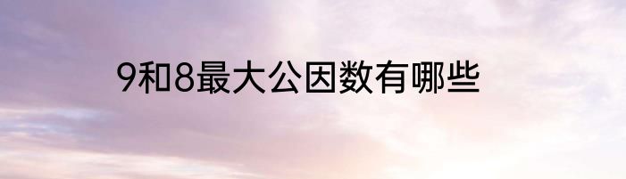 9和8最大公因数有哪些