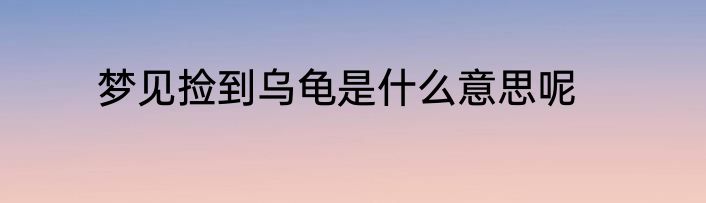 梦见捡到乌龟是什么意思呢
