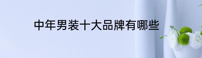中年男装十大品牌有哪些