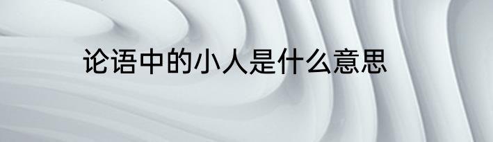 论语中的小人是什么意思