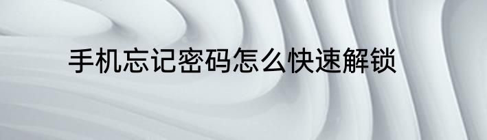 手机忘记密码怎么快速解锁