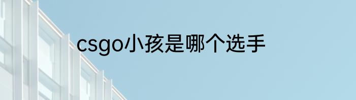 csgo小孩是哪个选手