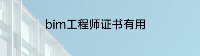 bim工程师证书有用