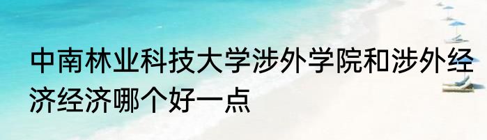 中南林业科技大学涉外学院和涉外经济经济哪个好一点