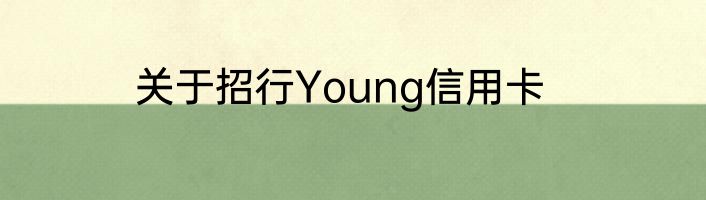关于招行Young信用卡