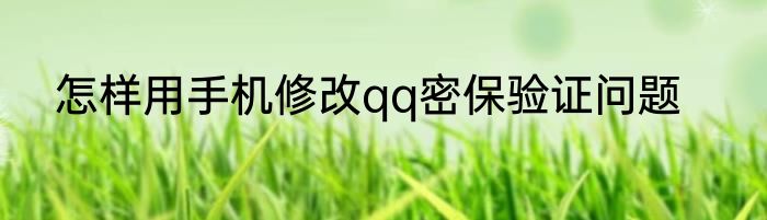怎样用手机修改qq密保验证问题