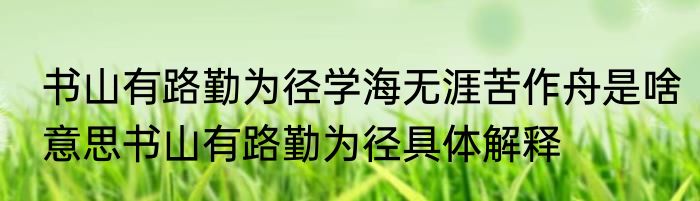 书山有路勤为径学海无涯苦作舟是啥意思书山有路勤为径具体解释