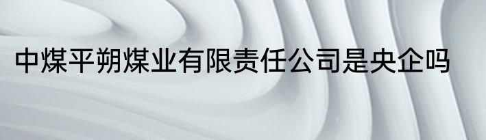 中煤平朔煤业有限责任公司是央企吗