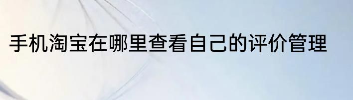 手机淘宝在哪里查看自己的评价管理