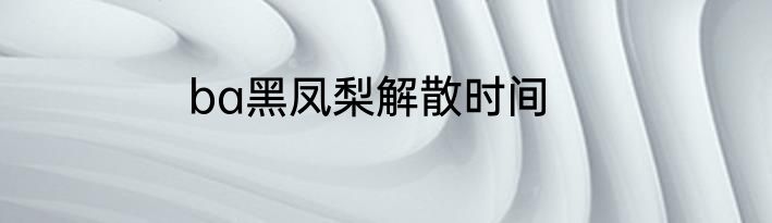 ba黑凤梨解散时间