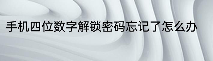 手机四位数字解锁密码忘记了怎么办